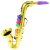 HOMSFOU Juguete de saxofón dorado para niños: instrumentos de viento musicales 8 ritmos saxofón trompeta rendimiento Prop niños pequeños desarrollo juguetes para niños principiantes